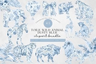 Toile Safari Animal Dusty Blue Clipart Graphic AI Graphics By Feather Flair Art 1