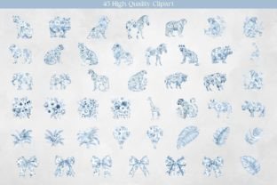 Toile Safari Animal Dusty Blue Clipart Graphic AI Graphics By Feather Flair Art 3