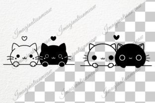 Twin Peeking Cat Cartoon Bundle Svg Graphic Illustrations By Imagination Meaw 3
