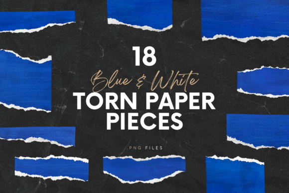 18 Blue & White Torn Paper Pieces Grafika Wysokiej Jakości Obiekty Graficzne Przez Ksuview