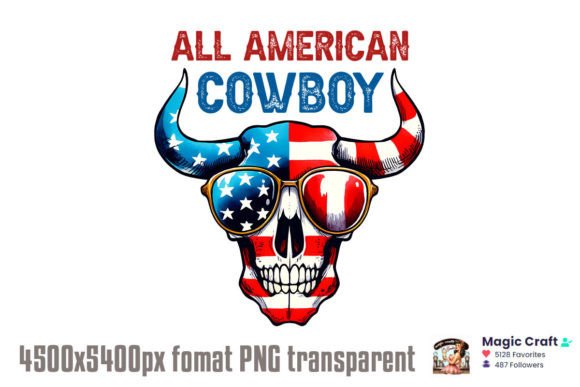 All American Cowboy PNG Graphic T-shirt Designs By Retro Sun