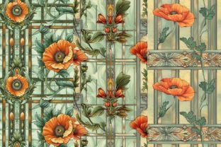 Art Nouveau Poppy Seamless Patterns Graphic Patterns By Inknfolly 3