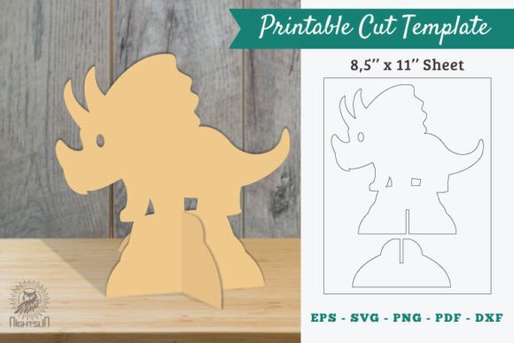 Baby Dinosaur Printable Cut Template 2 Graphic Crafts By NightSun