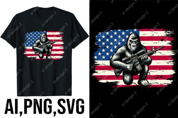 Bigfoot 4th of July Sublimation Graphic T-shirt Designs By SR Design