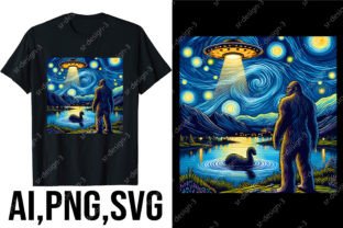 Bigfoot Starry Night Graphic T-shirt Designs By SR Design 1