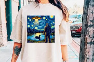 Bigfoot Starry Night Graphic T-shirt Designs By SR Design 3