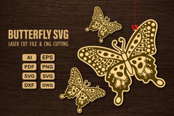 Butterfly Laser and CNC Cutting File SVG Graphic 3D SVG By VOLT_DESIGN