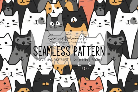 Cartoon Cats Seamless Pattern Gráfico Padrões de Papel Por Simone Balman Art