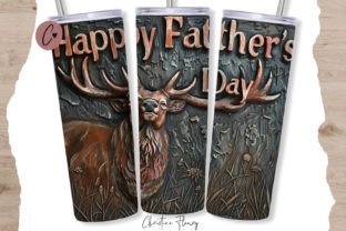 Carved Stag Fathers Day Tumbler Wrap PNG Gráfico Tumbler Wraps Por Christine Fleury 1