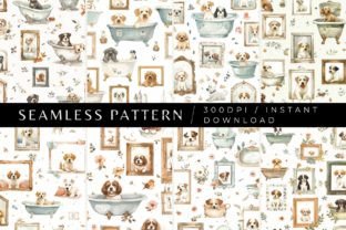 Dog Bathtub Seamless Patterns Afbeelding Papieren Patronen Door Inknfolly 1
