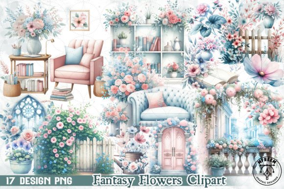 Fantasy Flowers Clipart Clipart PNG Graphic Illustrations By mfreem