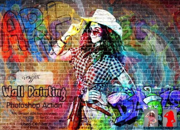 Graffiti Wall Painting Ps Action Graphic Add-ons By hmalamin8952