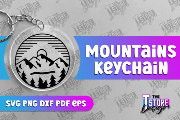 Mountains Keychain | Keychain Print SVG Gráfico Plantillas Gráficas Por The T Store Design