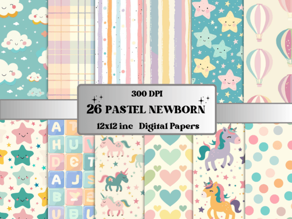 Pastel Newborn Baby Nursery Paper Graphic Backgrounds By giraffecreativestudio