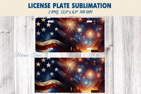 Patriotic License Plate Sublimation PNG Gráfico Manualidades Por Helene's store