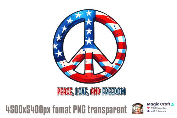 Peace, Love, and Freedom PNG Graphic T-shirt Designs By Retro Sun