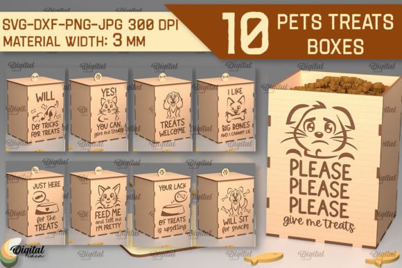 Pets Treats Boxes Laser Cut Bundle Graphic 3D SVG By Digital Idea