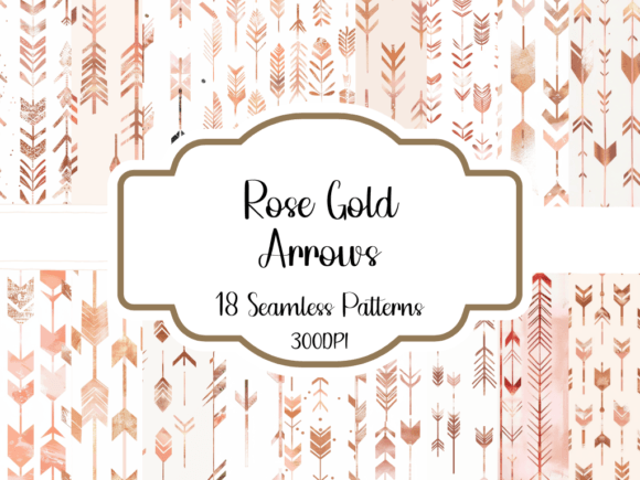 Rose Gold Arrows Seamless Patterns Graphic AI Patterns By printablesbyfranklyn