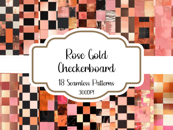 Rose Gold Checkerboard Seamless Patterns Graphic AI Patterns By printablesbyfranklyn