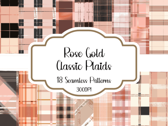 Rose Gold Classic Plaids Patterns Graphic AI Patterns By printablesbyfranklyn