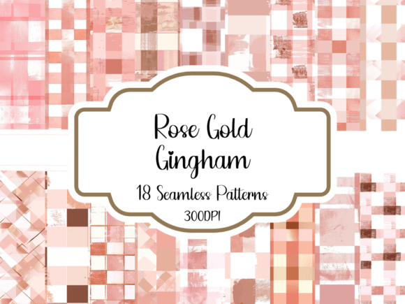 Rose Gold Gingham Seamless Patterns Graphic AI Patterns By printablesbyfranklyn