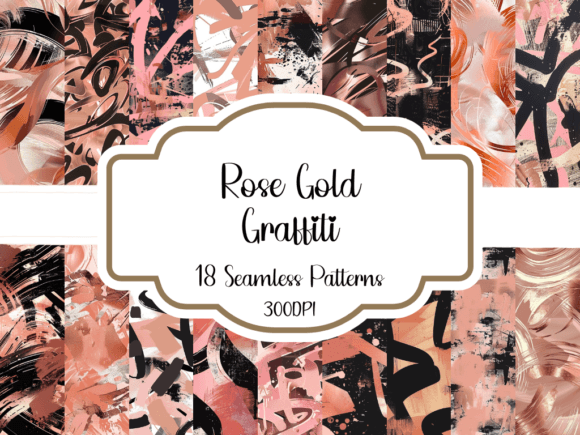 Rose Gold Graffiti Seamless Patterns Graphic AI Patterns By printablesbyfranklyn
