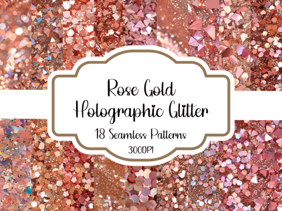 Rose Gold Holographic Glitter Patterns Graphic AI Patterns By printablesbyfranklyn
