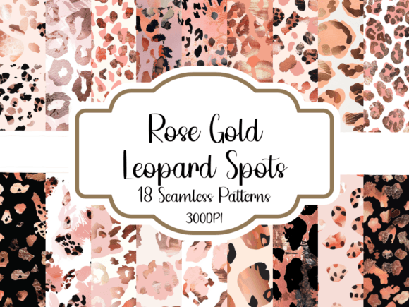 Rose Gold Leopard Spots Patterns Grafica Motivi AI Di printablesbyfranklyn