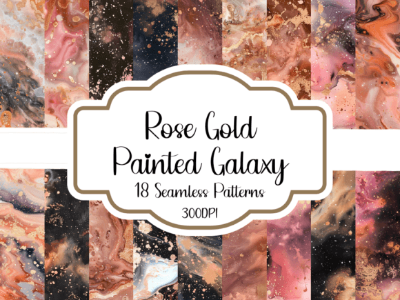 Rose Gold Painted Galaxy Patterns Graphic AI Patterns By printablesbyfranklyn