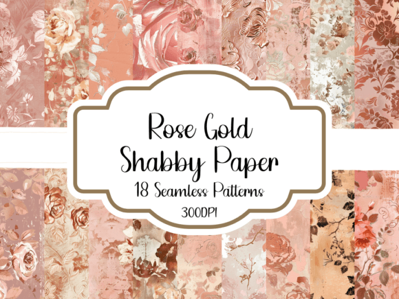 Rose Gold Shabby Paper Seamless Patterns Grafica Motivi AI Di printablesbyfranklyn