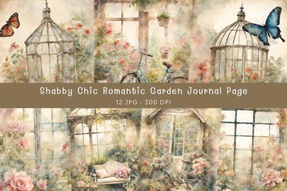 Shabby Chic Romantic Garden Journal Page Grafik Hintegründe Von Melody Design