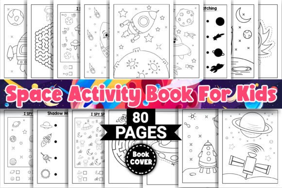 Space Activity Book and Coloring Pages Graphic Coloring Pages & Books Kids By VIP DESIGN