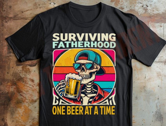 Surviving Fatherhood One Beer at a Time Gráfico Diseños de Camisetas Por DeeNaenon