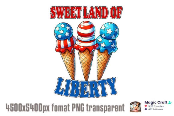 Sweet Land of Liberty PNG Graphic T-shirt Designs By Retro Sun