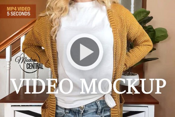 Video T-Shirt Mockup on Girl Person Gráfico Gráficos en Movimiento Por Mockup Central