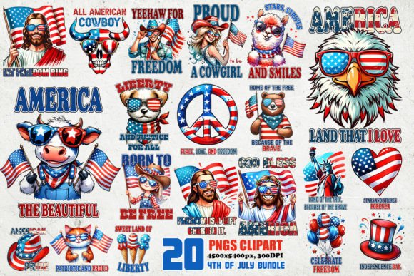 Vintage 4th of July PNGs Bundle Graphic T-shirt Designs By Retro Sun