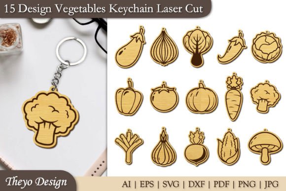15 Design Keychain Vegetables Lasercut Graphic Crafts By Theyo Design
