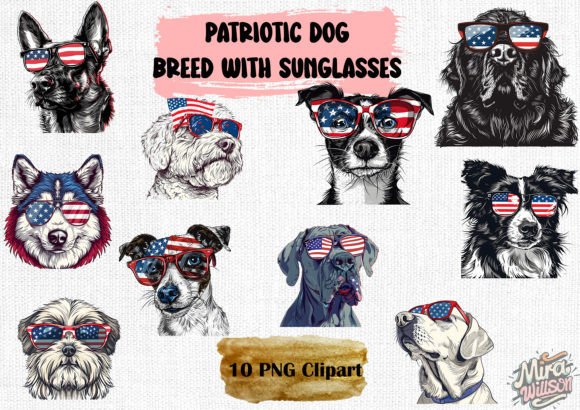 4th July Dog Breed Sunglasses Graphic Crafts By Mirawillson