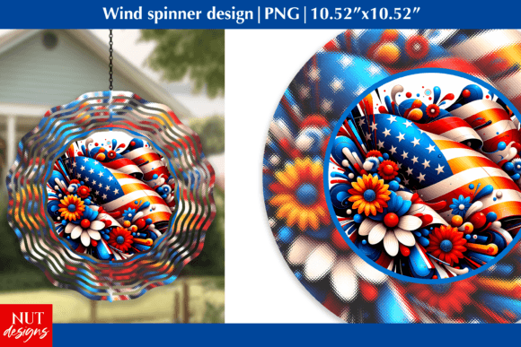 American Flag Wind Spinner PNG Graphic AI Graphics By natalia.kurtidi