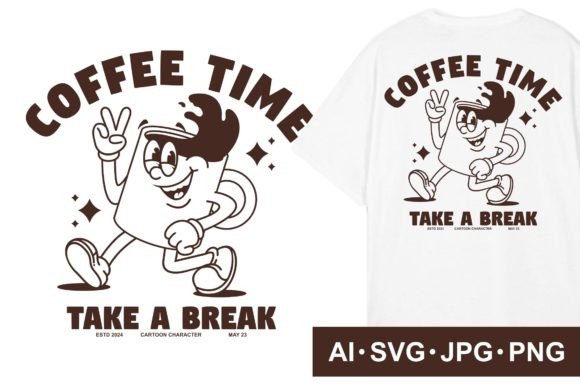 Cartoon Character of Coffee Gráfico Diseños de Camisetas Por therintproject