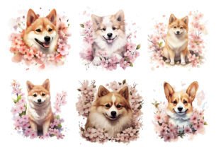 Charming Blossoms and Kawaii Dog Graphic AI Transparent PNGs By Nayem Khan 1