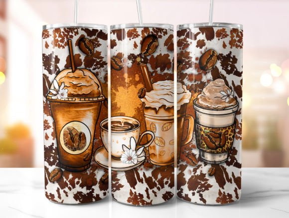 Coffee Cups Tumbler Wrap Sublimation Graphic Crafts By MintyCoffeeArtStore