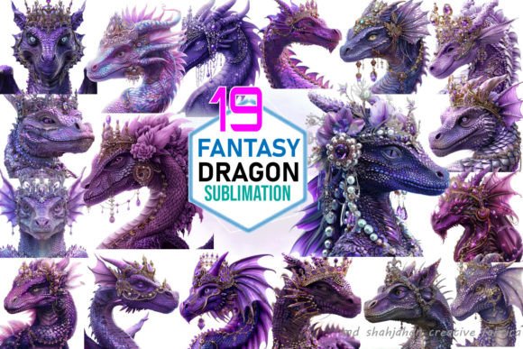 Fantasy Dragon Sublimation Clipart Graphic Illustrations By Md Shahjahan