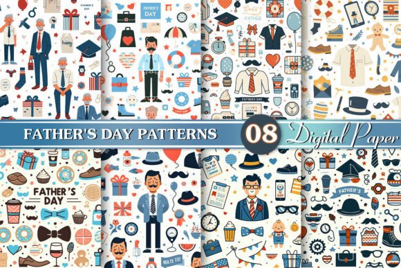 Father's Day Patterns Bundle Grafica Motivi di Carta Di Magic World