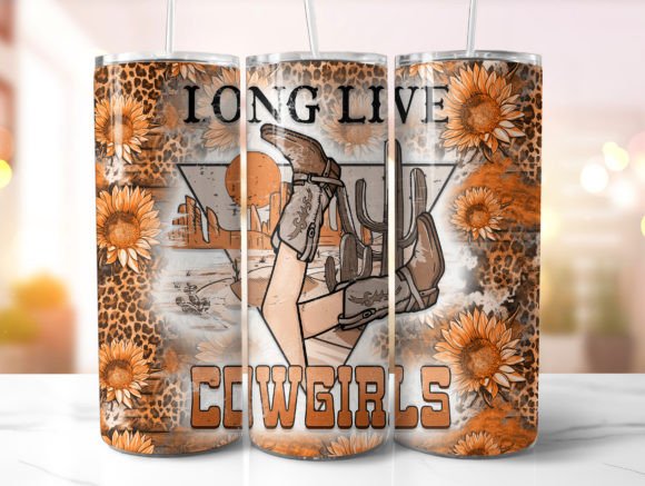 Long Live Cowgirls Tumbler Wrap PNG Gráfico Manualidades Por MintyCoffeeArtStore