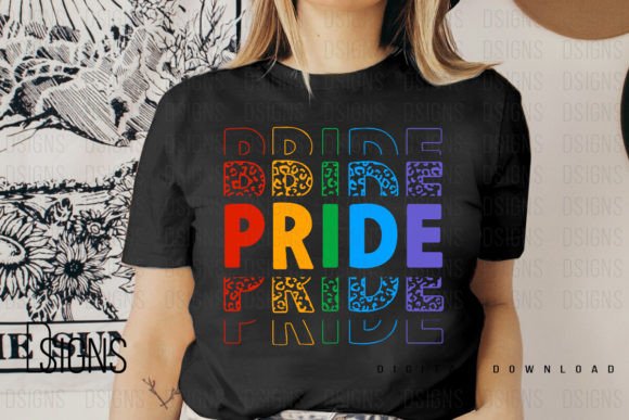 Pride Leopard Stacked LGBTQ Sublimation Grafica Design di T-shirt Di DSIGNS