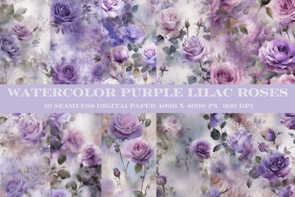 Purple Lilac Digital Paper, Seamless Afbeelding Papieren Patronen Door AiCraftCreations
