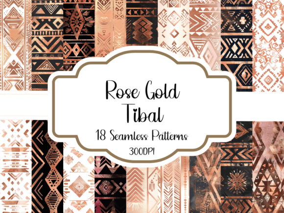 Rose Gold Tribal Seamless Patterns Grafica Motivi AI Di printablesbyfranklyn