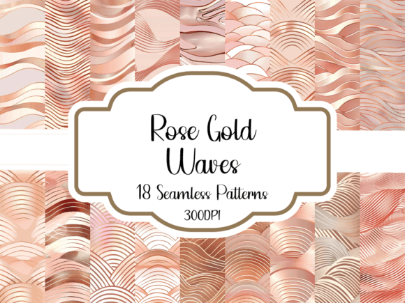 Rose Gold Waves Seamless Patterns Grafica Motivi AI Di printablesbyfranklyn
