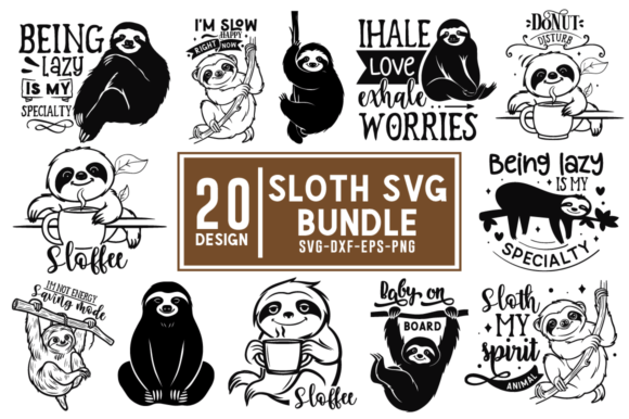 Sloth SVG Bundle, Funny Sloth Svg Bundle Grafika Rękodzieła Przez DelArtCreation